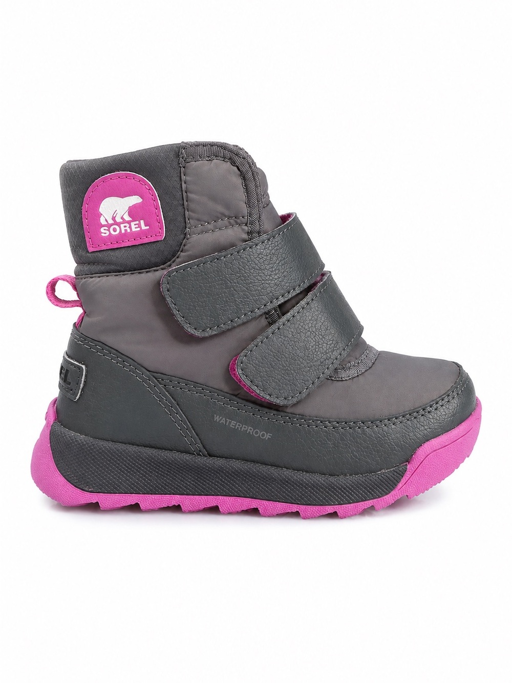 Sorel Whitney II Strap Waterproof Insulated Snow Boots Gray Pink Girls Size 9